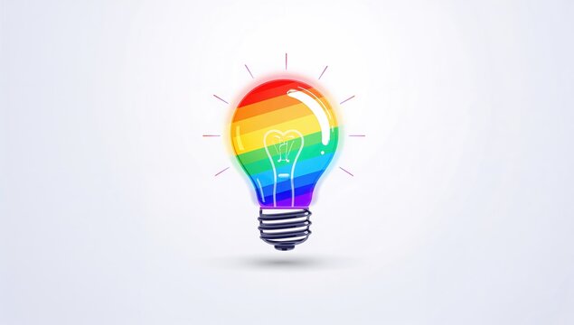 Isolated LGBT light bulb icon, symbol of inclusivity and awareness, Pride Month