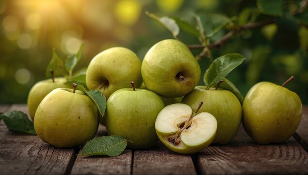 Fresh green apples, fiber-dense choice