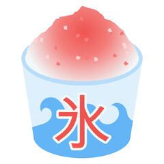 Japanese shaved ice dessert in a cup illustration