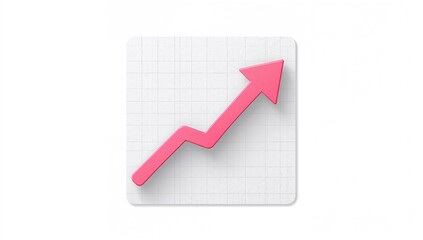 Graph paper in pink with an arrow isolated on a white background, suitable for layout design