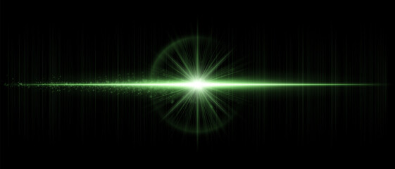 Horizontal lens flare with balanced glow, smooth transparency, and light reflections. Suitable for overlays, lighting effects, and futuristic graphic design.