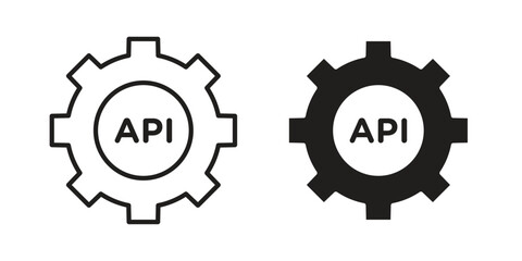 API icon in filled, thin line, stroke style for website and apps