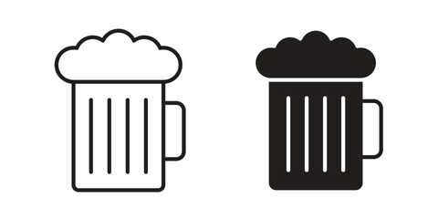 Beer mug icon in filled, thin line, stroke style for website and apps