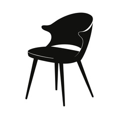 Black silhouette of a modern armchair on white background