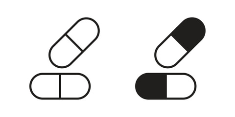 Capsule icon in filled, thin line, stroke style for website and apps