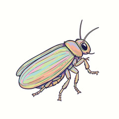 Fototapeta premium Vector Illustration of a Colorful Beetle in Realistic Style with Iridescent Skin and Detailed Legs