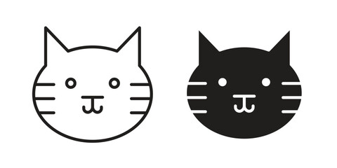 Cat icon in filled, thin line, stroke style for website and apps