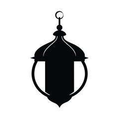 Black silhouette of an ornate hanging lantern lamp