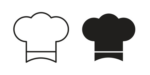 Chef hat icon in filled, thin line, stroke style for website and apps