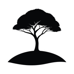 Silhouette of a stylized tree on a hill nature plant