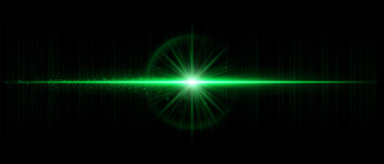 Horizontal lens flare with balanced glow, smooth transparency, and light reflections. Suitable for overlays, lighting effects, and futuristic graphic design.