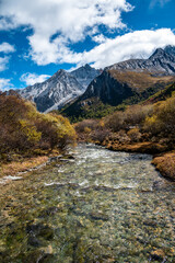 The Qinghai-Tibet Plateau region, The scenic beauty of mountains and valleys in Daocheng Yading,...