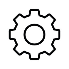Black Mechanical Cogwheel Gear Icon on White Background