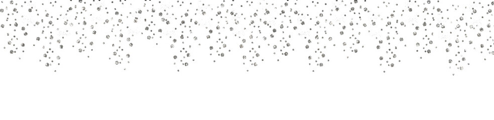Silver snowfall transparent PNG snow with shimmering snowflakes, frosty glow, cold white particles and silver winter overlay for holiday projects.Design illustration for poster,cover, invitation, ads.