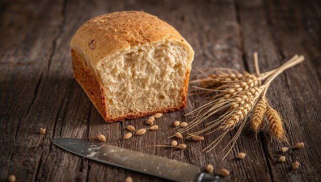 Bread resting on a wooden surface, showcasing a fiber-dense choice