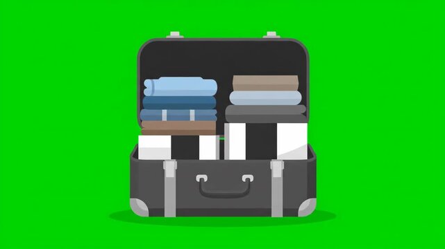 Animated Suitcase Packing on Green Screen