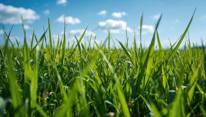 Fototapeta premium Vibrant green turf basking in bright sunlight