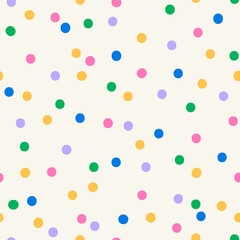 Seamless pattern with colorful confetti dots. Vector holiday background. Celebration, birthday concept