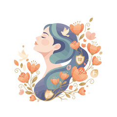 Fototapeta premium Woman Surrounded by Blooming Orange Flowers Symbolizing Healing and Empowerment