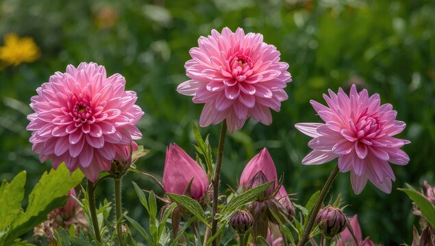Vibrant pink blossoms in a lush garden, ideal for editorial header background