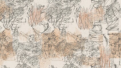 Naklejka premium Seamless two-tone hand-drawn brush effect pattern, suitable for textile design