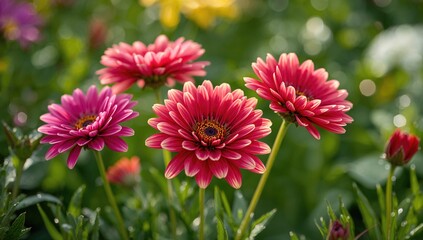 Obraz premium Close-up of flowers, highlighting vibrant colors and intricate details, seasonal change