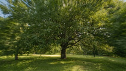 Obraz premium Soft focus on lush green foliage in a serene outdoor setting