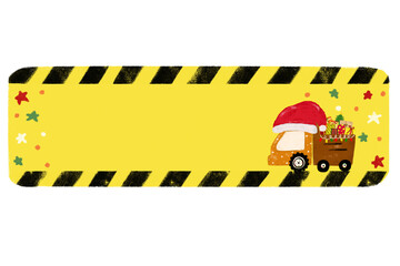 cute blank empty christmas xmas kids dump trash truck under construction heavy machinery vehicle design for Name Label birthday gift party tag sticker pastel crayon doodle watercolor illustration png