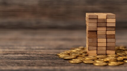 Constructing a rustic wooden tower engraved with interest in a natural setting close-up view