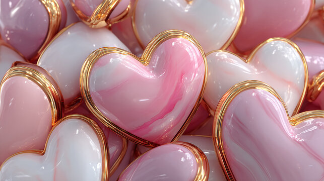 abstrac background of pink and gold hearts