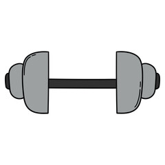 Hand-drawn cartoon dumbbell on a white background.