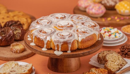 Freshly Baked Sweet Cinnamon Swirls Drizzled with Frosting
