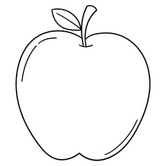 Hand-drawn doodle apple with leaf on a white background.