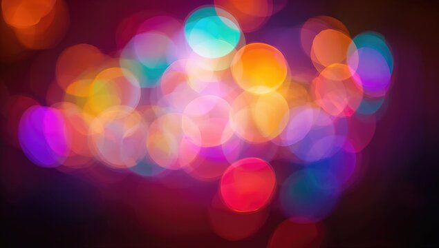 Abstract Circular Colorful Bokeh Created By Party Lights, Suitable As A Background For Text