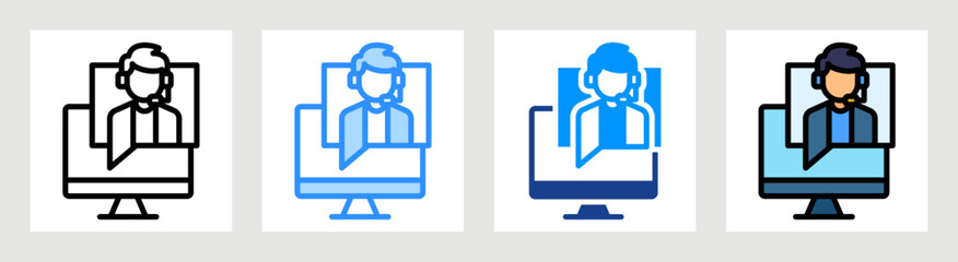 Virtual Assistant Icon Collection Set Multiple Style
