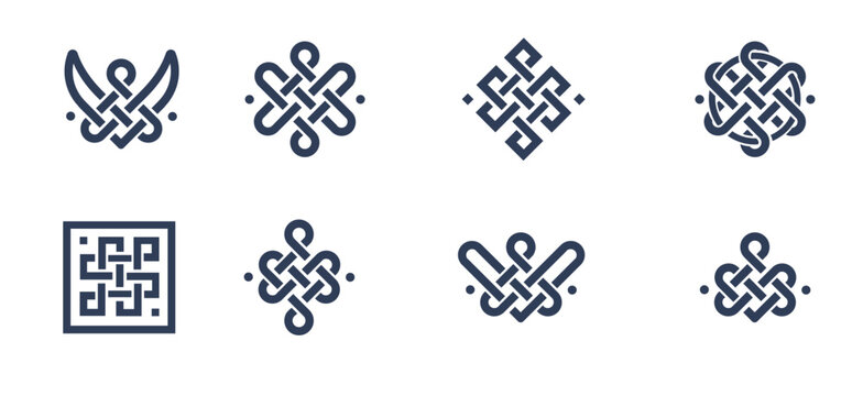set of celtic symbols set of celtic endless knots celtic