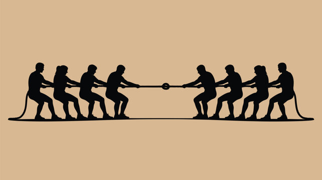 Dynamic tug of war showing teamwork and business competition, perfect for strategy presentations and motivational content about strength and collaboration
