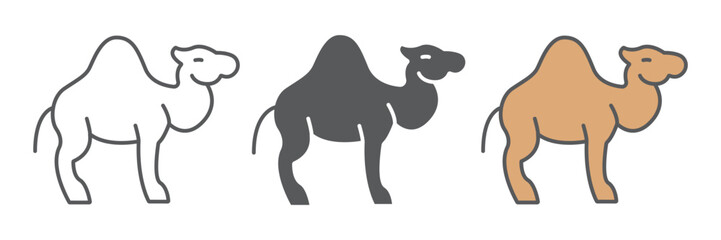 Camel icon, arab and animal, mammal sign, vector graphics, a linear pattern on a white background editable stroke