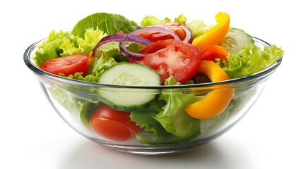 fresh vegetable salad in bowl isolated on white background 