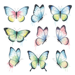 Vector Illustration of Colorful Butterfly Pattern in Modern Organic Style with Gradient Pastel Colors for Decorative and Fashion Design