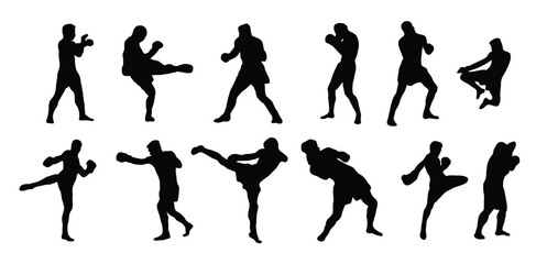 muay thai silhouette vector