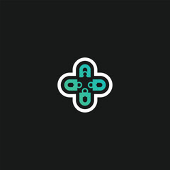 medical cross logo with organic feel in shades of turquoise
