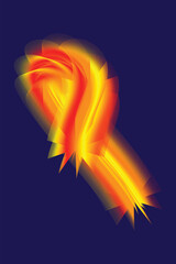 Abstract dynamic flowing ribbon shape with a warm color flow