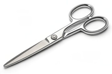 Obraz premium Shiny metal scissors isolated on white background, a versatile tool for cutting tasks