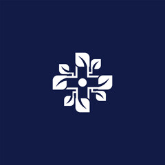 Botanical cross element, a symbol of health and natural wellbeing design