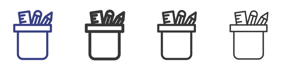 Pencil Case Icon Set Illustration with Outline Style Variation
