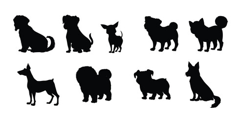 set of black silhouettes of dogs