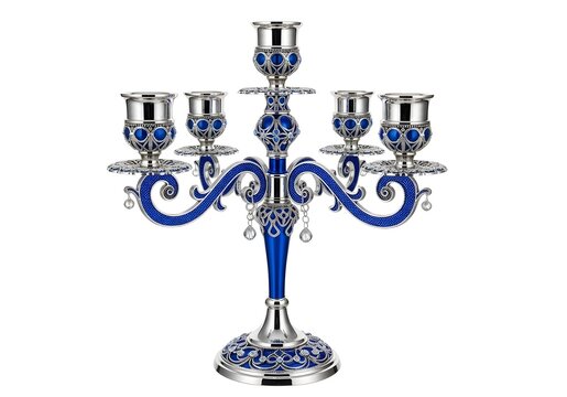 Elegant ornate blue silver candelabra for luxury events
