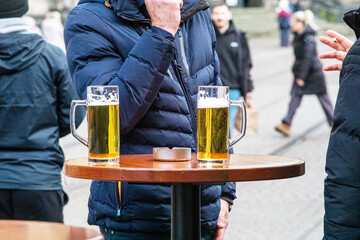 German beer at the tables at the Sgaruzha fair