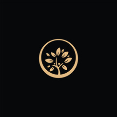 Golden tree silhouette logo symbolizes growth and positive development